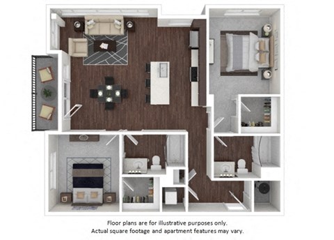 B3 2 3D disclaimer floor plan at The Casey, 2100 Delgany, 80202